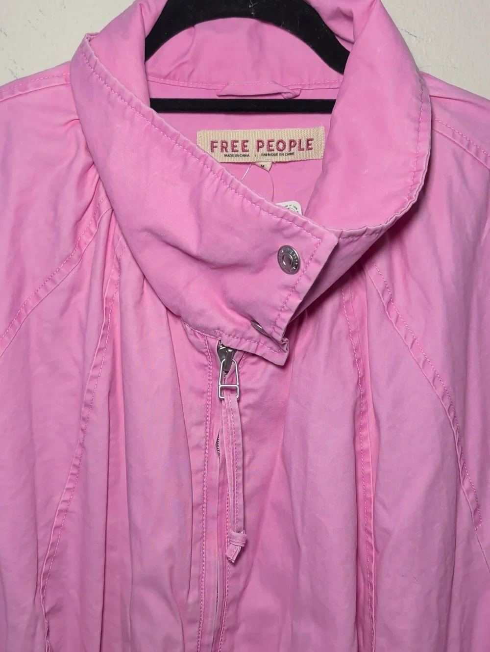 Free People Chelsea Funnel-Neck Oversized Jacket Pink Effortless Women's Size M